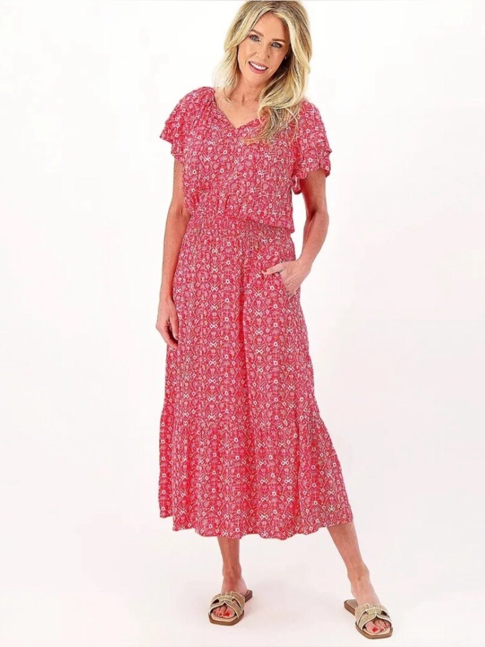 Destination 365 Floral Ditsy Midi Dress